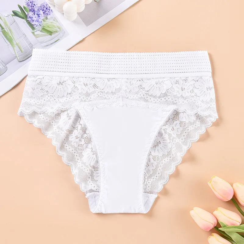 Sexy Lace Briefs High Waisted Women Underwear Elastic Breathable Panties Hollowed Out Embroidery Summer Lingerie Трусы Женские