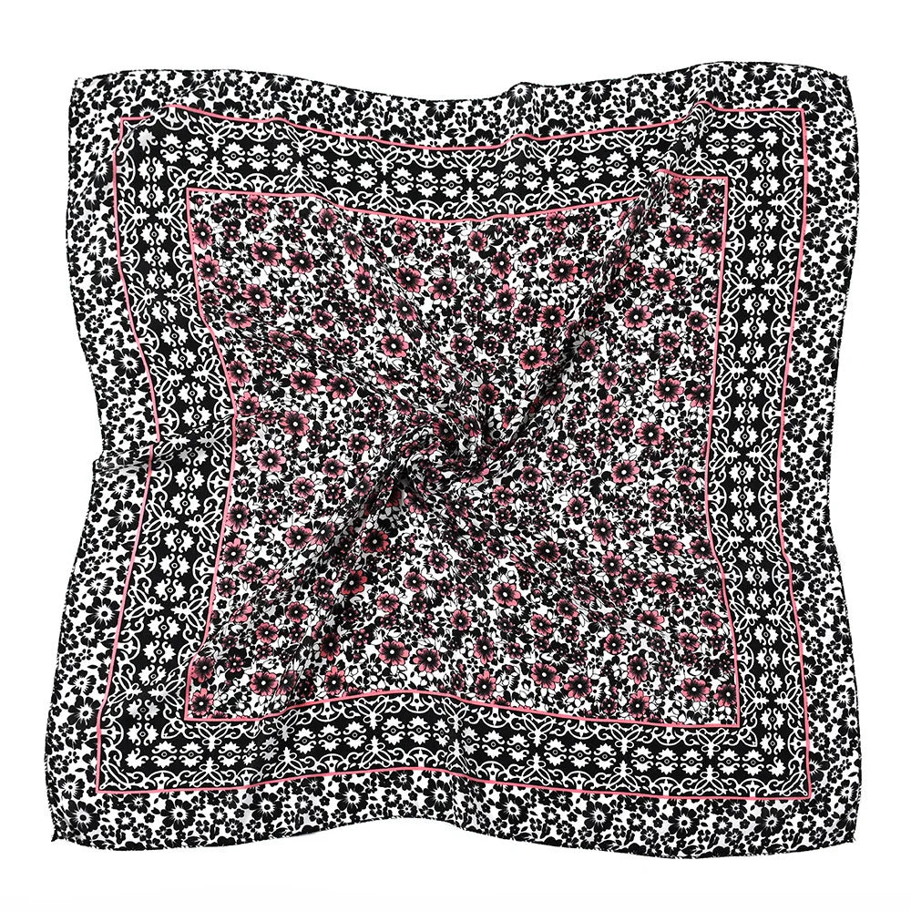 85*85cm Pastoral Style Women Headband Scarf Luxury Floral Print Square Bandana Lady Handkerchief Ethnic Shawl Head Scarves