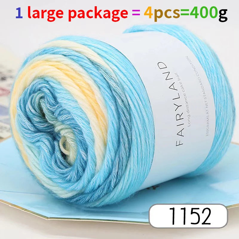 1pc 100g Gradient Rainbow Yarn, Suitable for DIY Crochet and Knitted Warm Sweaters, Scarves, Hats, Shawls, Etc