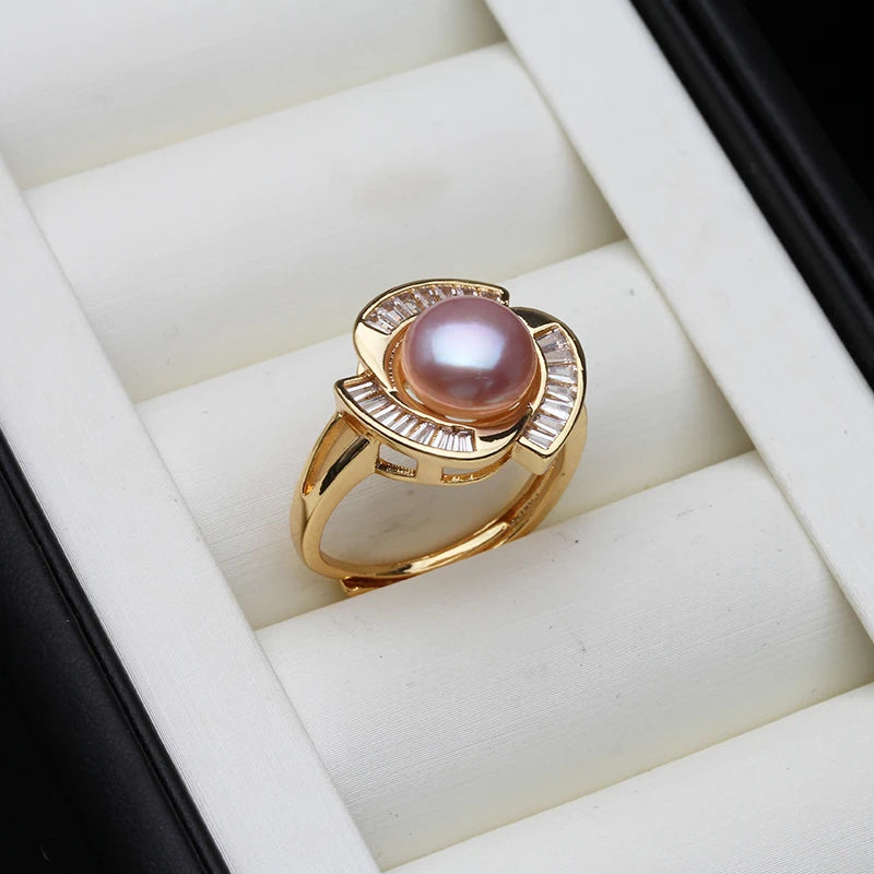 2023 Freshwater Pearl Rings For Women,Wedding Natural Pearl Ring Adjustable Mother Gift White