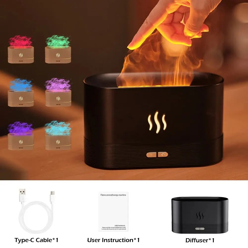 Vissko Aroma Diffuser Air Humidifier Ultrasonic Aromatherapy Cool Mist Maker 180ML Essential Oil Flame Lamp Difusors For Home