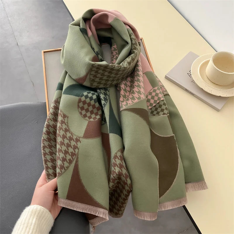 Luxury Winter Scarf Women Cashmere Warm Pashmina Brand Foulard Female Shawls Wraps Thick Soft Bufanda Poncho Scarves Stole 2024