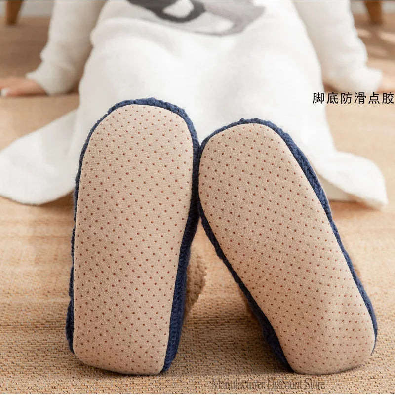 2025 New Thermal Fluffy Non-Slip Slipper Socks Winter Warm Men Women Short Cotton Thickened Fleece Home Sleeping Fuzzy Socks