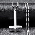 Stainless Steel Upside Down Cross Witchcraft Pagan Necklace Inverted Cross Black Chain Necklace Jewelry cruz invertida N8374S03