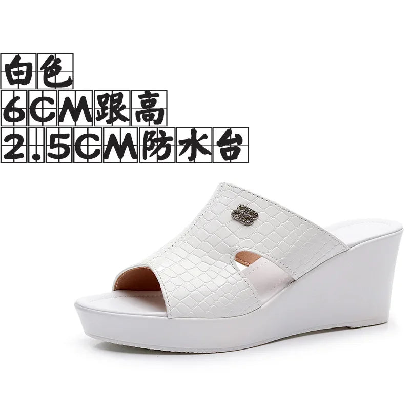 2025 33-43 Summer Wedges Heeled Slippers Ladies Shoes for Women Sandals Peep Toe Outside Women's Slipper Female Platform Sandal