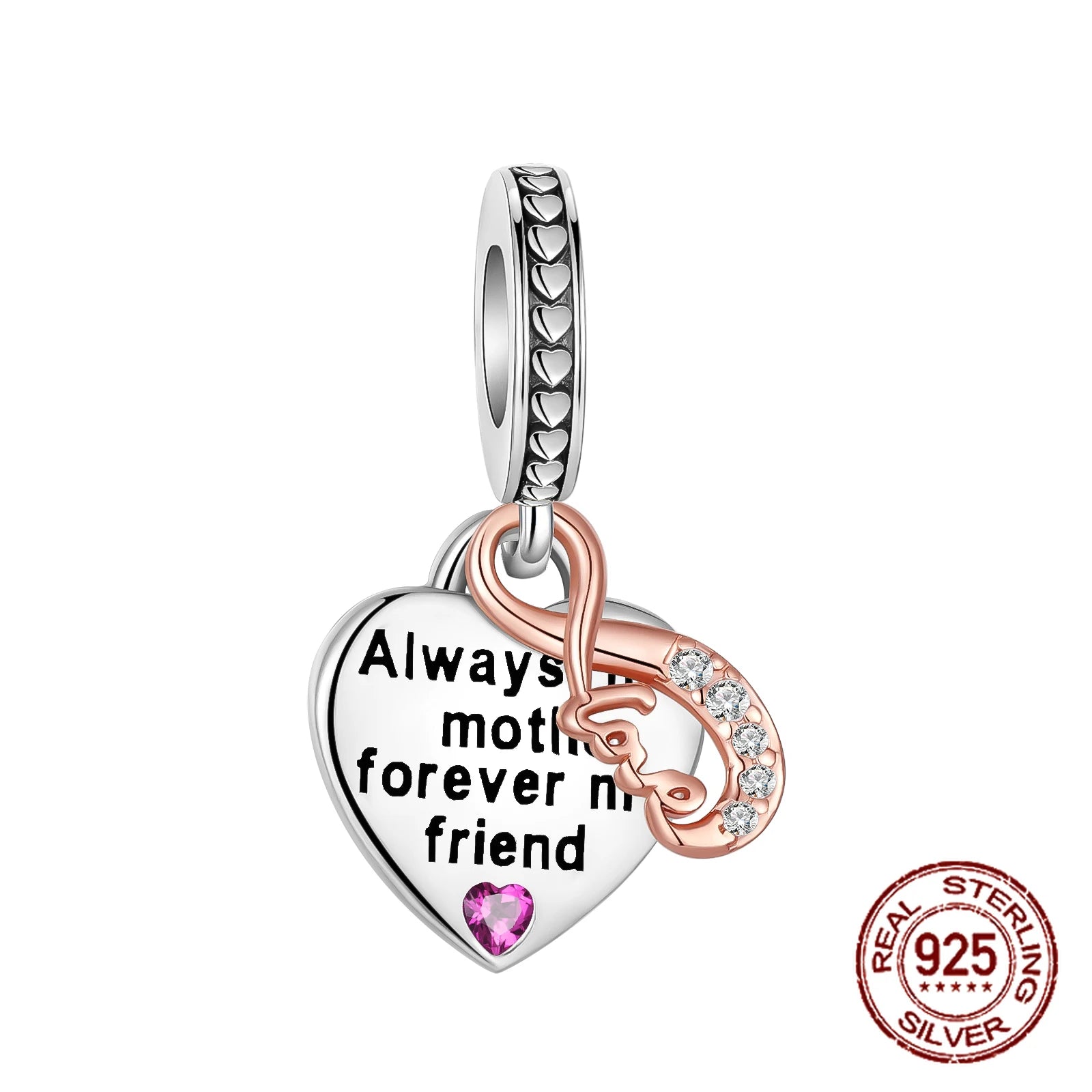 925 Sterling Silver Heart Shaped Warm Family MOM Charm Beads Fit 4MM hole diameter Bracelets Fine DIY Mother's Day Jewelry Gifts
