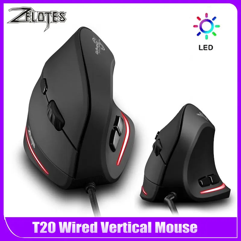 ZELOTES T20 Ergonomic Mice Silent Wired Vertical Rechargeable Ergonomic 3200 DPI USB Optical Laptop Computer PC Gamer Mouse