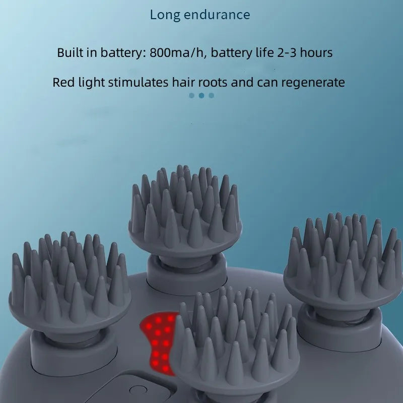 Electric Head Massager Waterproof,Wireless Portable Red Light Care Handheld Massager 4 Massage Modes Stress Relax For Scalp
