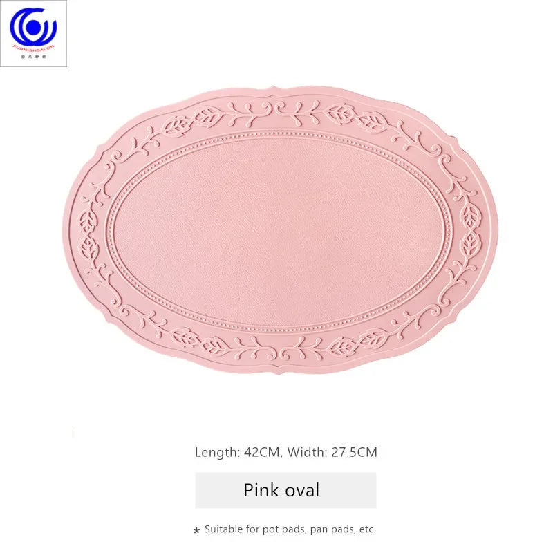 ins retro baroque relief banquet silicone lace placemat thermal insulation anti-scalding plate bowl vase mat