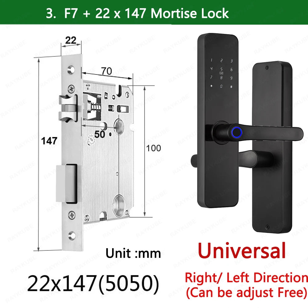 Do Brasil RAYKUBE F7 TT Lock Bluetooth Fingerprint Electric Door Lock Portuguese/English Voice Version With Longer Larger Handle