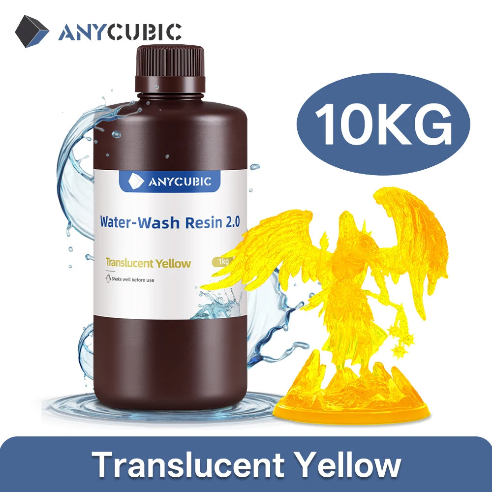 ANYCUBIC 10KG Water-Wash Resin For LCD 3D Printer High Precision Low Odor Low Viscosity 3D Printing Standard Photopolymer