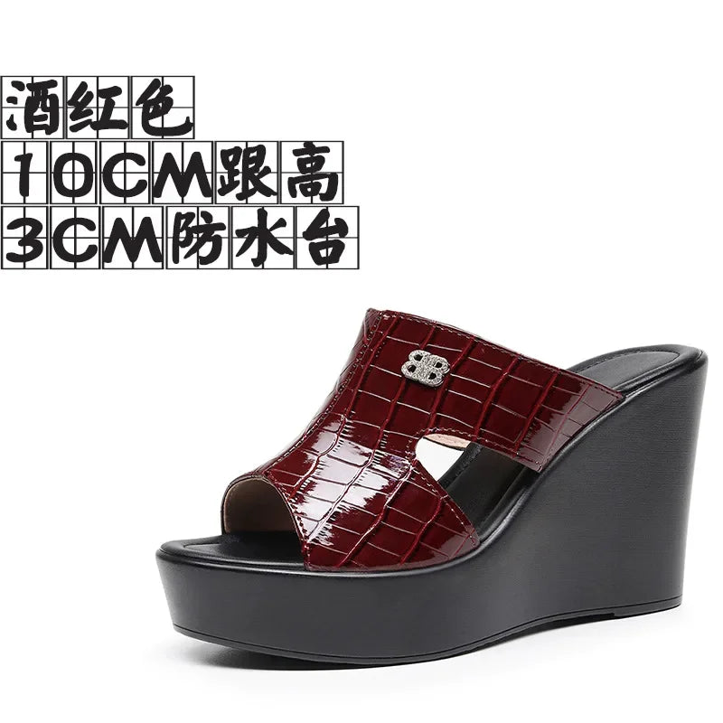 2025 33-43 Summer Wedges Heeled Slippers Ladies Shoes for Women Sandals Peep Toe Outside Women's Slipper Female Platform Sandal