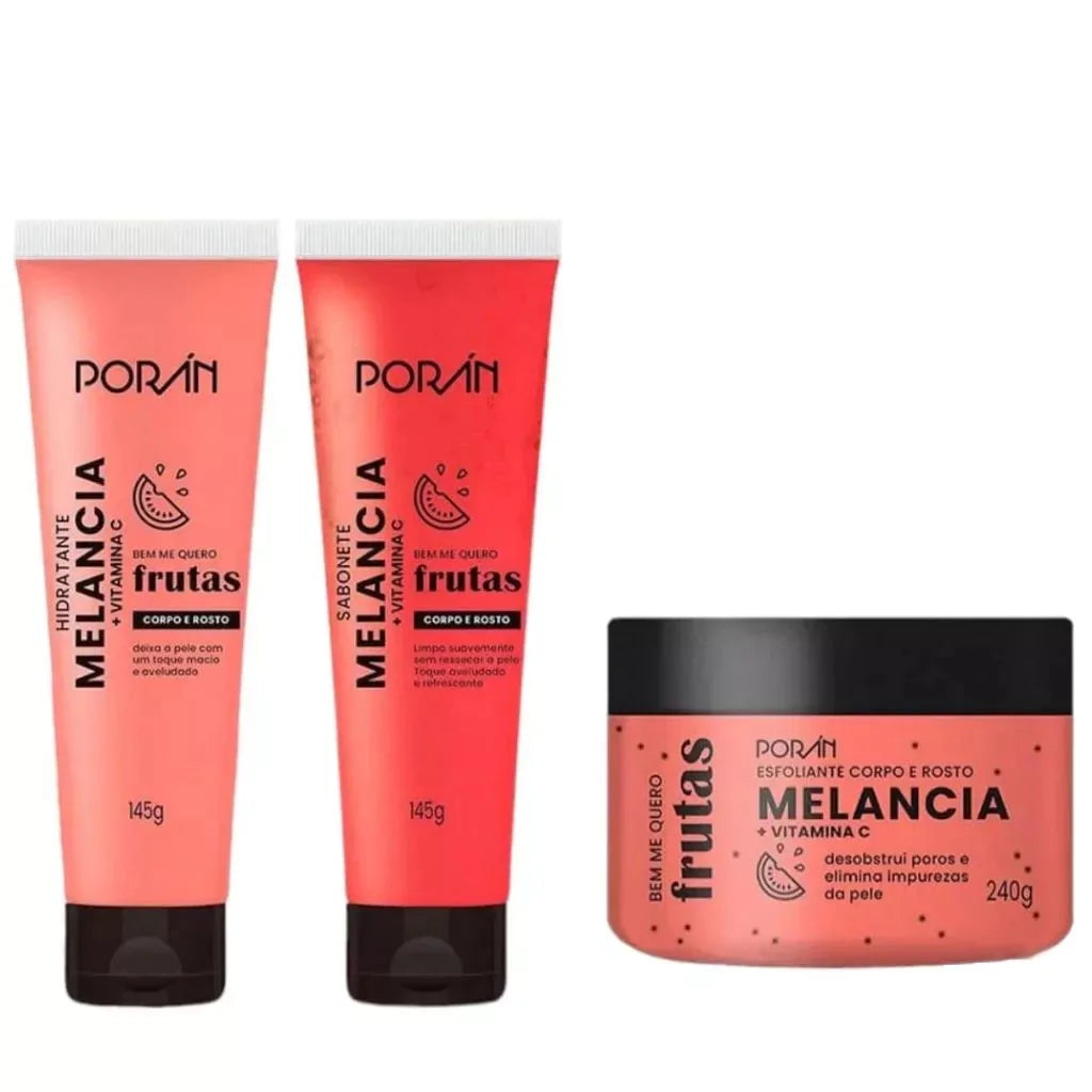 Kit C/3 Items Exfoliating, Moisturizing and Body Soap and Face Watermelon Porán