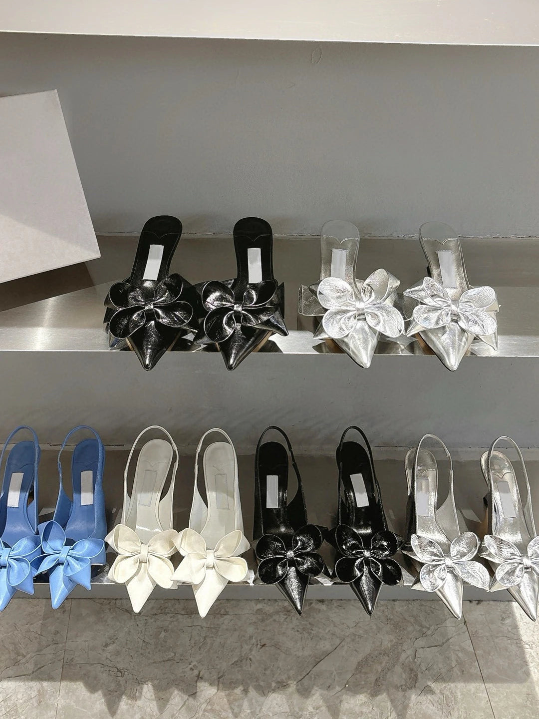 2025 Spring Summer New Fashion High Heel Bow Pointed Toe Stiletto Sandals Sexy Women Shoes