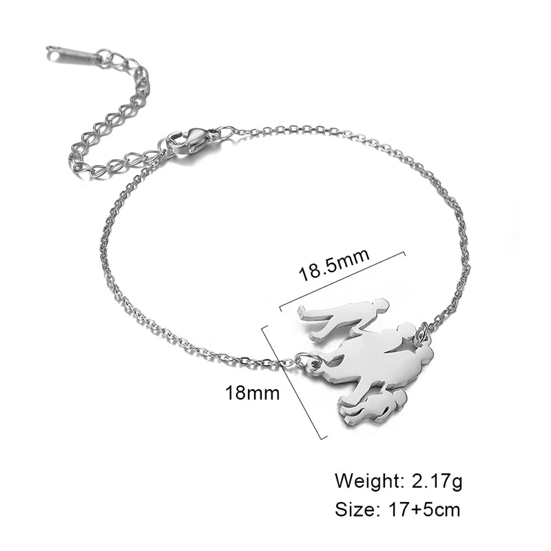 Skyrim Fashion Baby Mom Rope Bracelet Love Family Stainless Steel Charm Bracelets Pulsera Jewelry for Women Mother's Day Gift