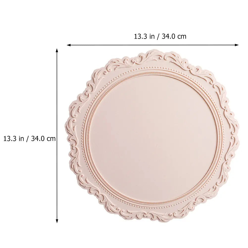 1Pcs Silicone Placemat European Style Embossed Flower Design Heat Resistant Non-Slip Table Mat for Home Cafe Restaurant Use