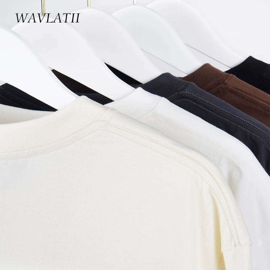 WAVLATII New Oversized Summer T shirts for Women Men Brown Casual Female Streetwear Tees Unisex Basic Cool Tops for Young WT2360