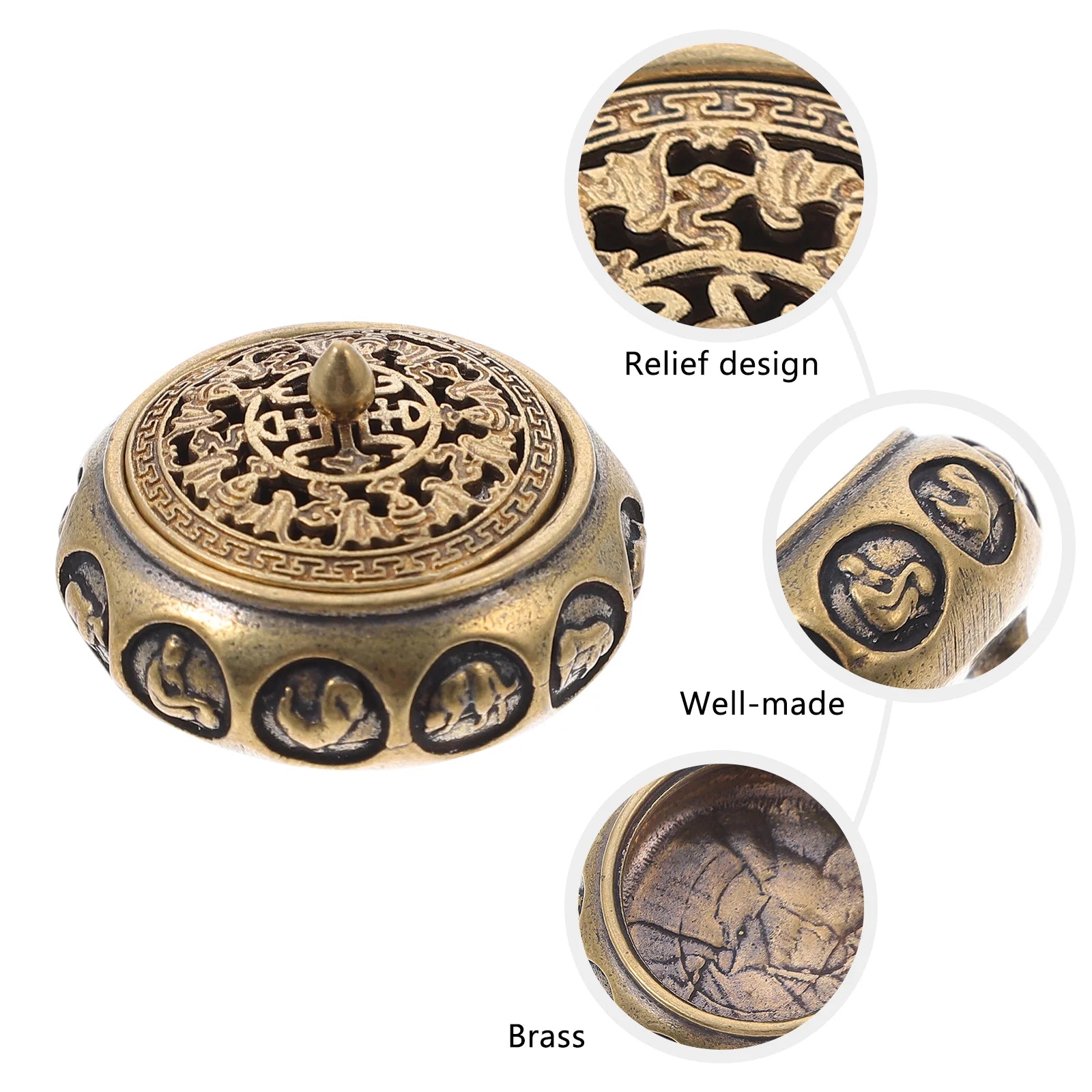 Brass Chinese Zodiac Aromatherapy Incense Furnace Metal Censer Bowl Home Decor Bedroom Study Yoga Room Accessory