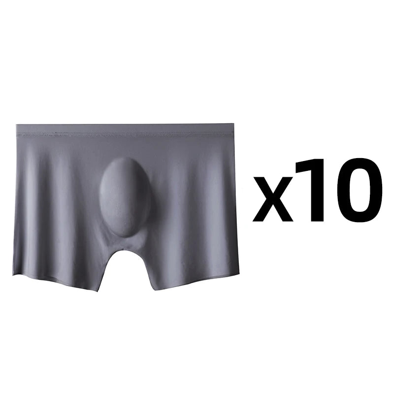 10 Pcs/Lot Men's Summer Ice Silk Boxers Briefs Seamless Underwear Lingerie Underpants Shorts Ultra-thin Breathable Sexy Panties