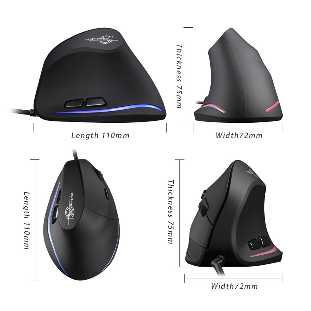 ZELOTES T20 Ergonomic Mice Silent Wired Vertical Rechargeable Ergonomic 3200 DPI USB Optical Laptop Computer PC Gamer Mouse