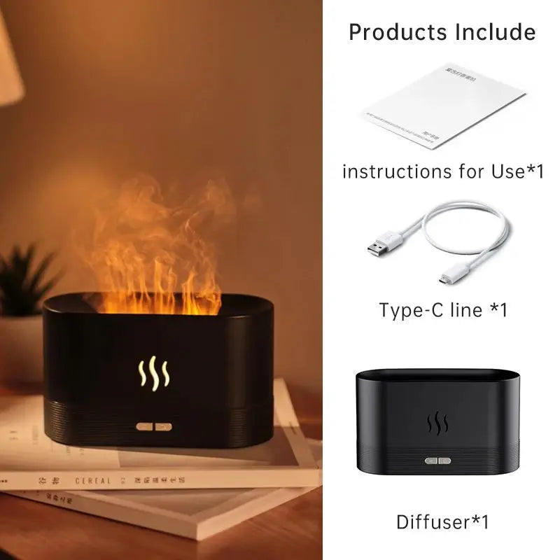 Vissko Aroma Diffuser Air Humidifier Ultrasonic Aromatherapy Cool Mist Maker 180ML Essential Oil Flame Lamp Difusors For Home