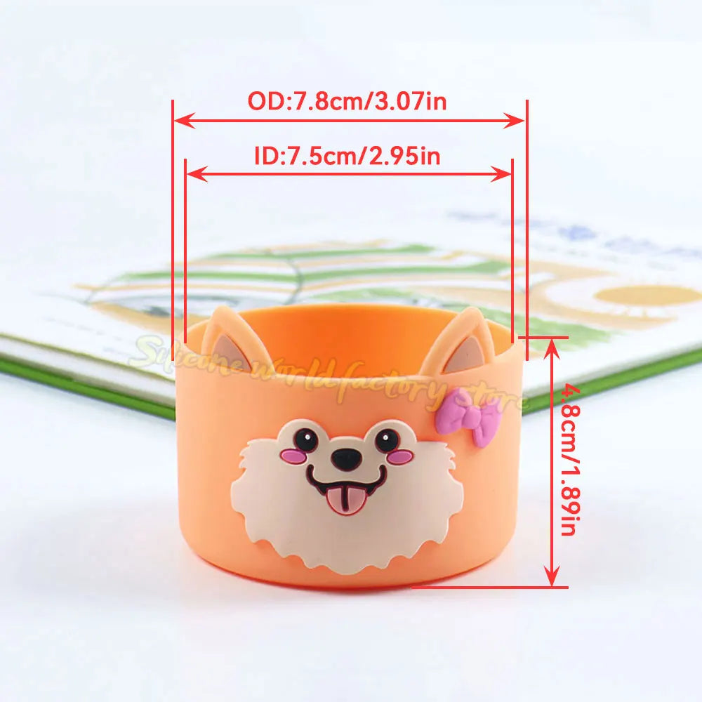 SW 7.5CM Cartoon Animal Bow Silicone Cup Bottom Cover For Stanley 40oz Tumbler Protective Water Bottle Sleeve Anti-slip Cup Boot
