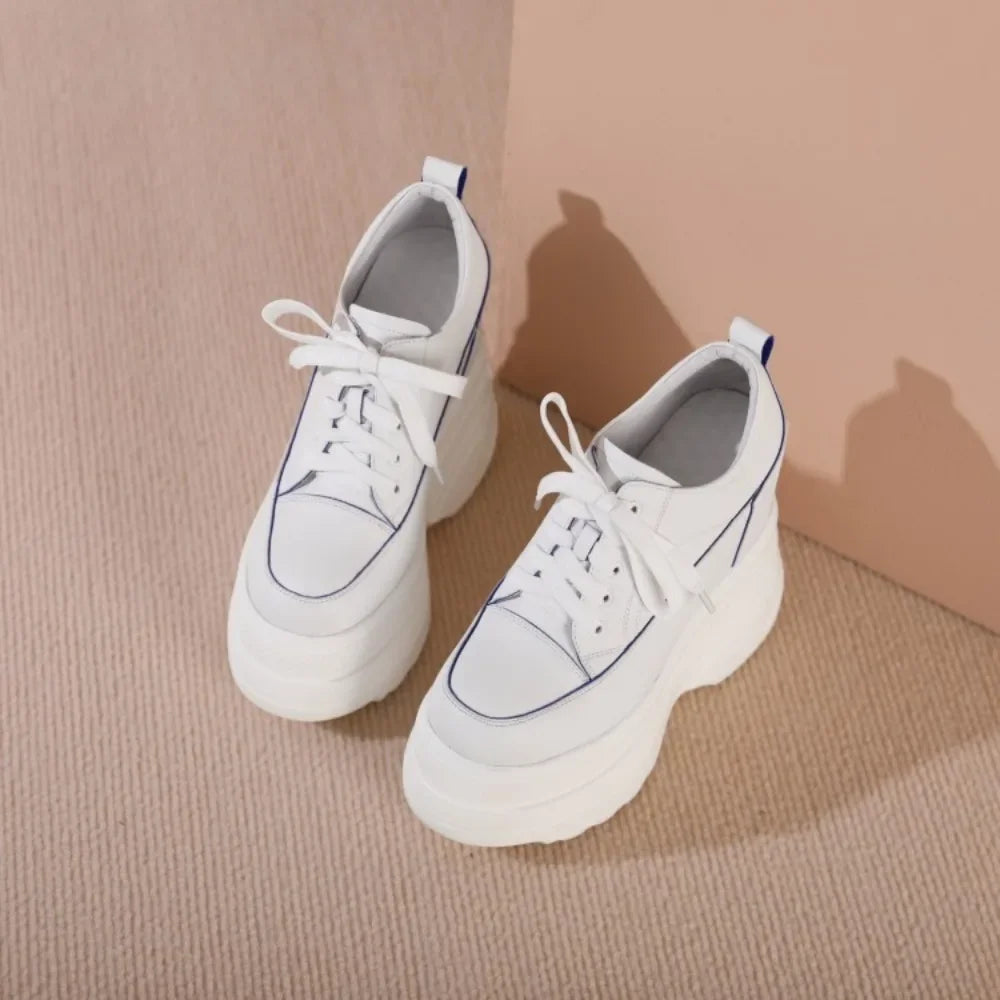 High Quality Women Platform Vulcanized Shoes Wedge Heels 14 CM Casual Shoes Height Increasing White Sneakers Women Trainers Shoe