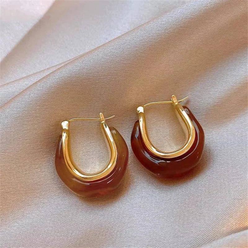 Fashion Cool Contrasting Colors Exaggerated Hoop Earrings For Women Retro Designer MutilLayer Earrings Jewelry Party Wedding ﻿