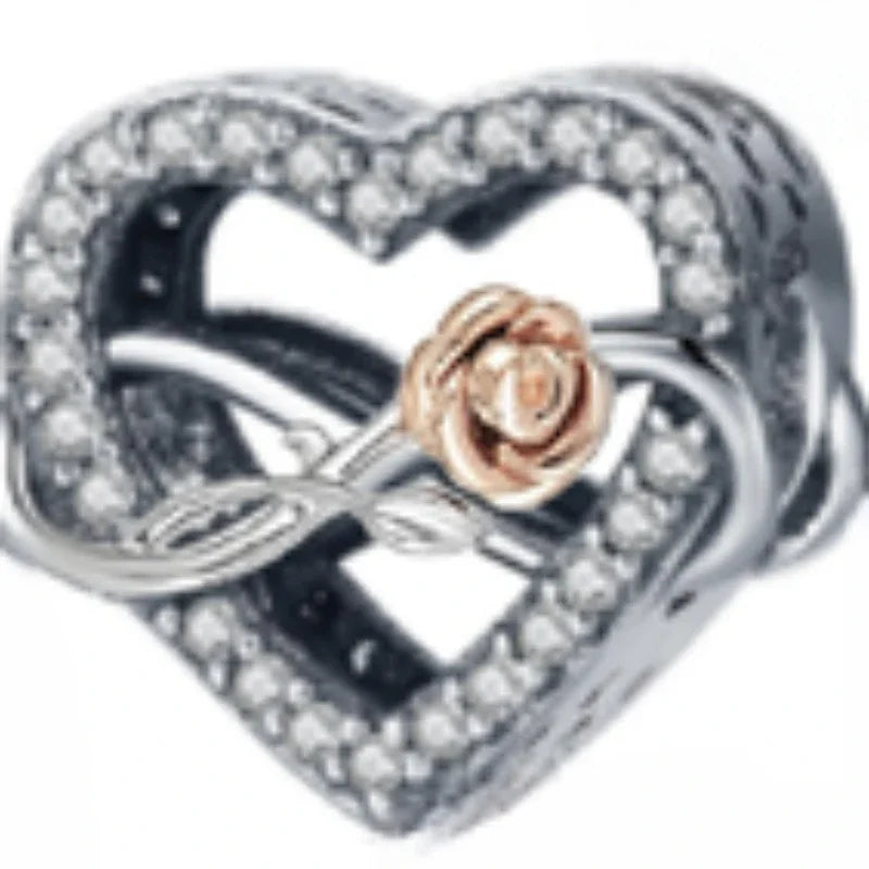 2024 New 925 Sterling Silver Bead Golden Heart-Shaped Lock Birthday Candle Charm Fit Bracelet DIY Women Jewelry