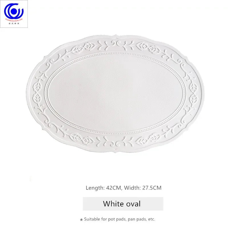 ins retro baroque relief banquet silicone lace placemat thermal insulation anti-scalding plate bowl vase mat