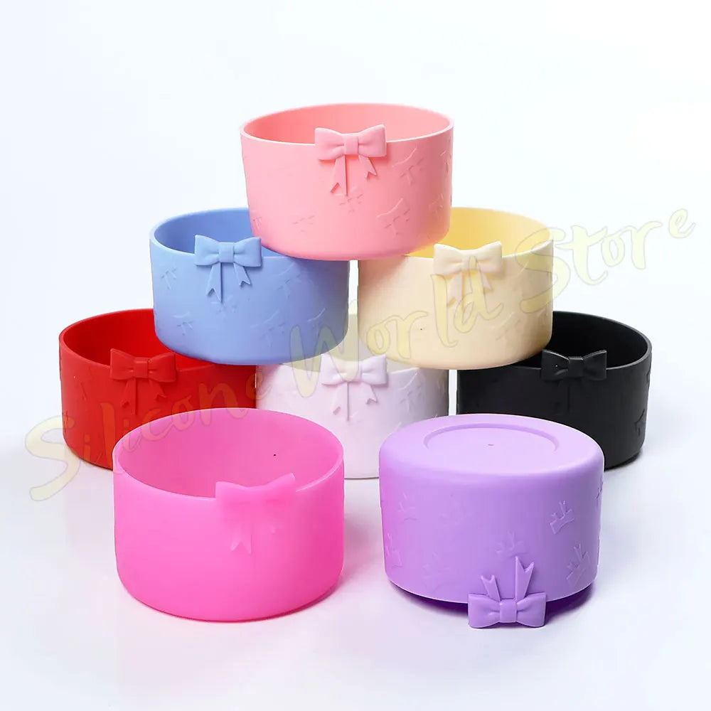 SW 7.5CM Cartoon Animal Bow Silicone Cup Bottom Cover For Stanley 40oz Tumbler Protective Water Bottle Sleeve Anti-slip Cup Boot