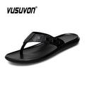 High Quality Brand Men Genuine Cow Leather Flip Flops Summer Beach Fashion Breathable Casual Black Slippers Outdoor Water Shoes