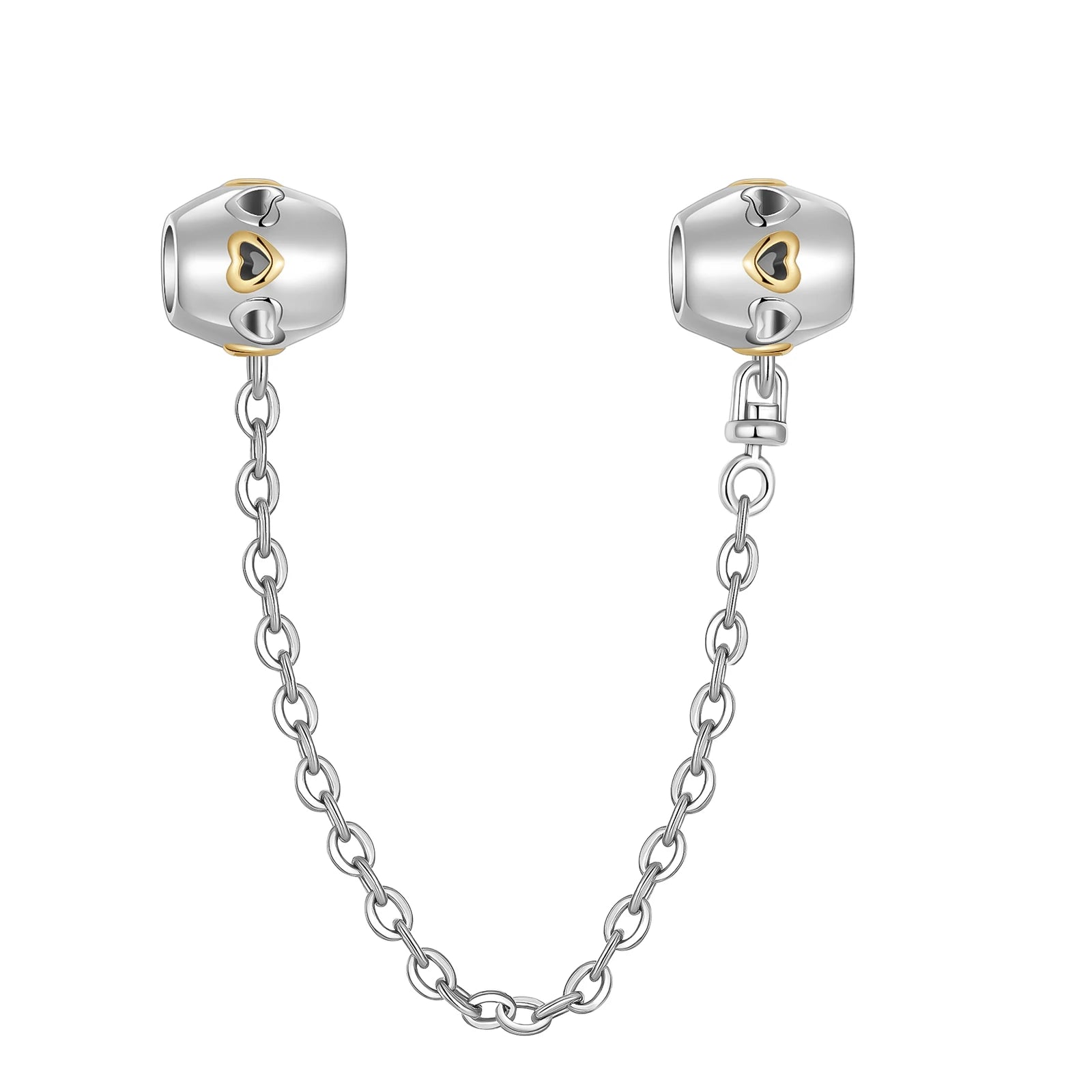2024 New 925 Sterling Silver Bead Golden Heart-Shaped Lock Birthday Candle Charm Fit Bracelet DIY Women Jewelry