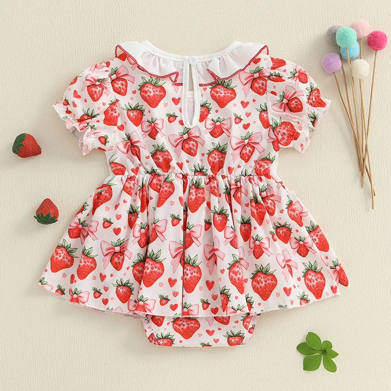 Adorable Toddler Floral Print Sleeveless Romper Dress with Bowknot Detail and Ruffled Hemline for Summer Beach Party