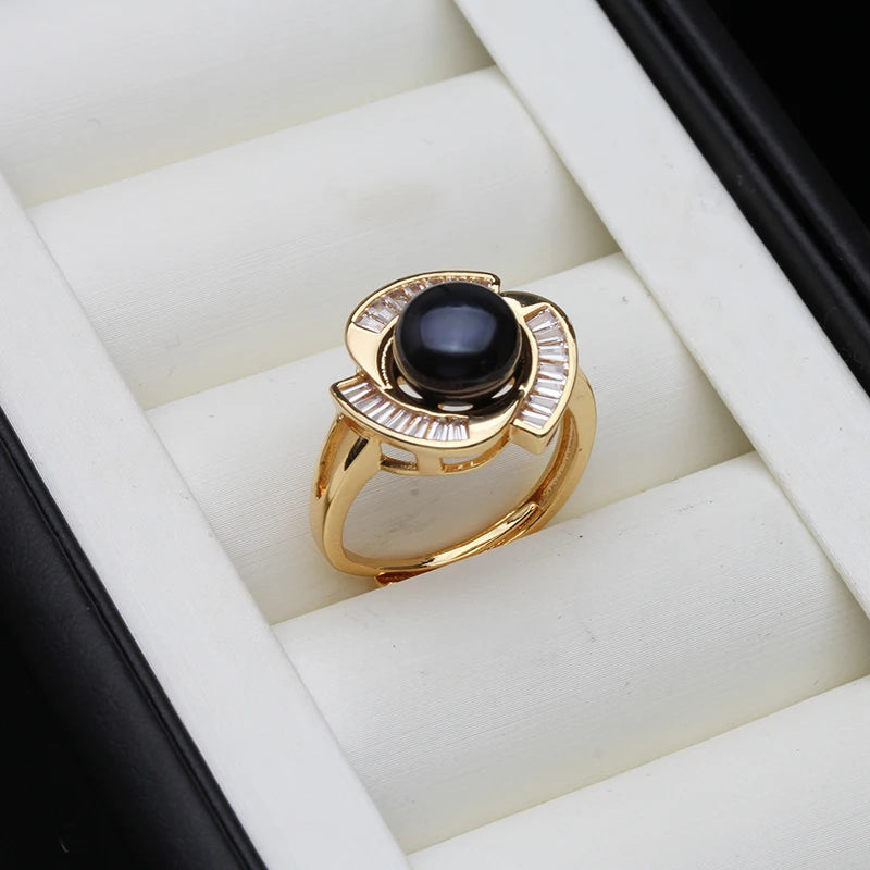 2023 Freshwater Pearl Rings For Women,Wedding Natural Pearl Ring Adjustable Mother Gift White