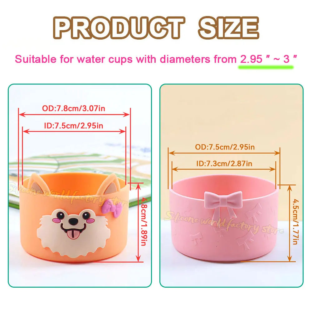 SW 7.5CM Cartoon Animal Bow Silicone Cup Bottom Cover For Stanley 40oz Tumbler Protective Water Bottle Sleeve Anti-slip Cup Boot