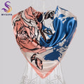 Lenco Women Rose Silk Scarf Printed,90*90cm Multicolor Satin Scarf Shawl For Ladies,Fashion Handkerchief Spring Silk Scarves