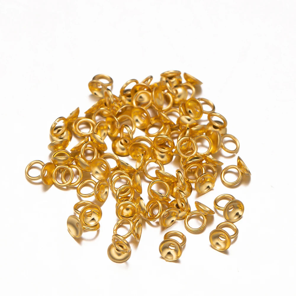 50pcs 4/5/6/8/10mm Stainless Steel Pendant Bail Bead Cap Cup Pearl Pin Peg for DIY Necklace Earring Charm Pendant Jewelry Making