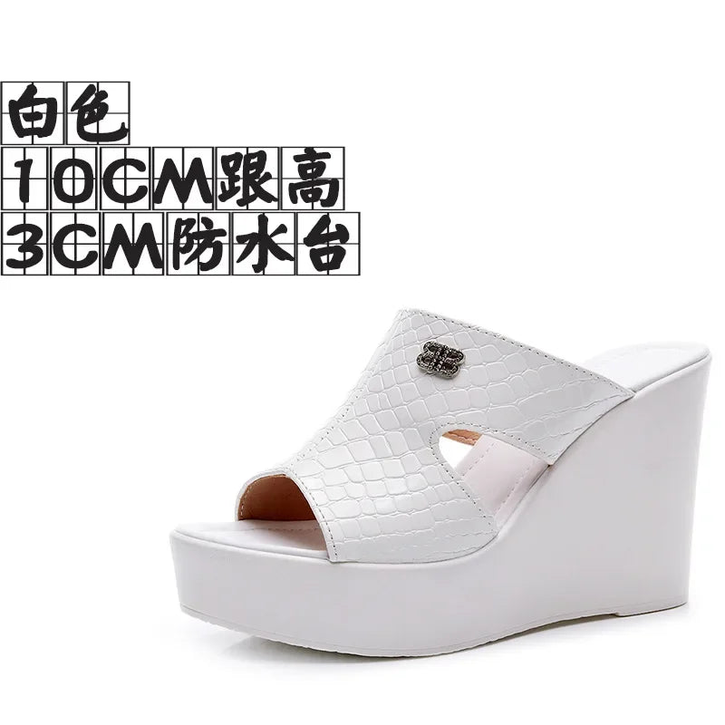 2025 33-43 Summer Wedges Heeled Slippers Ladies Shoes for Women Sandals Peep Toe Outside Women's Slipper Female Platform Sandal