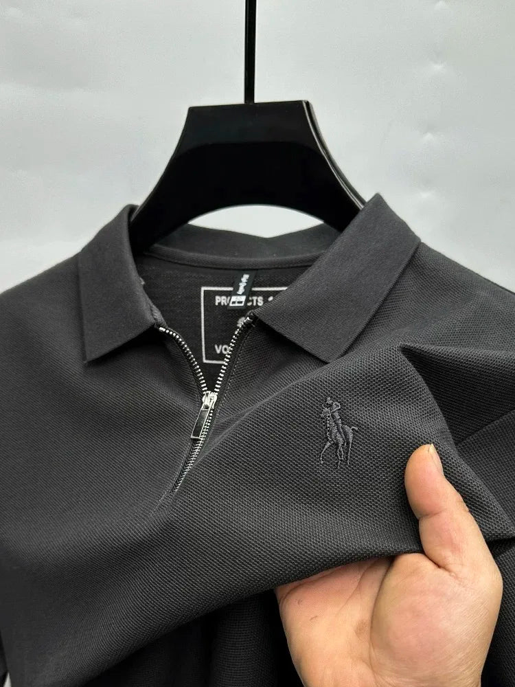 Brand Embroidered Half Zipper Short Sleeve Polo Shirt Men Flip Collar Casual Top Summer Trendy Designer New Casual Paul T-shirt