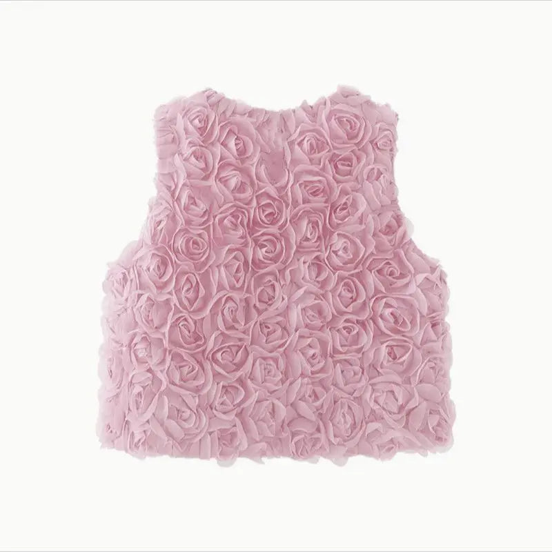French Three-dimensional Rose Embroidered Sleeveless Vest Women's 2025 Summer Niche Short Top