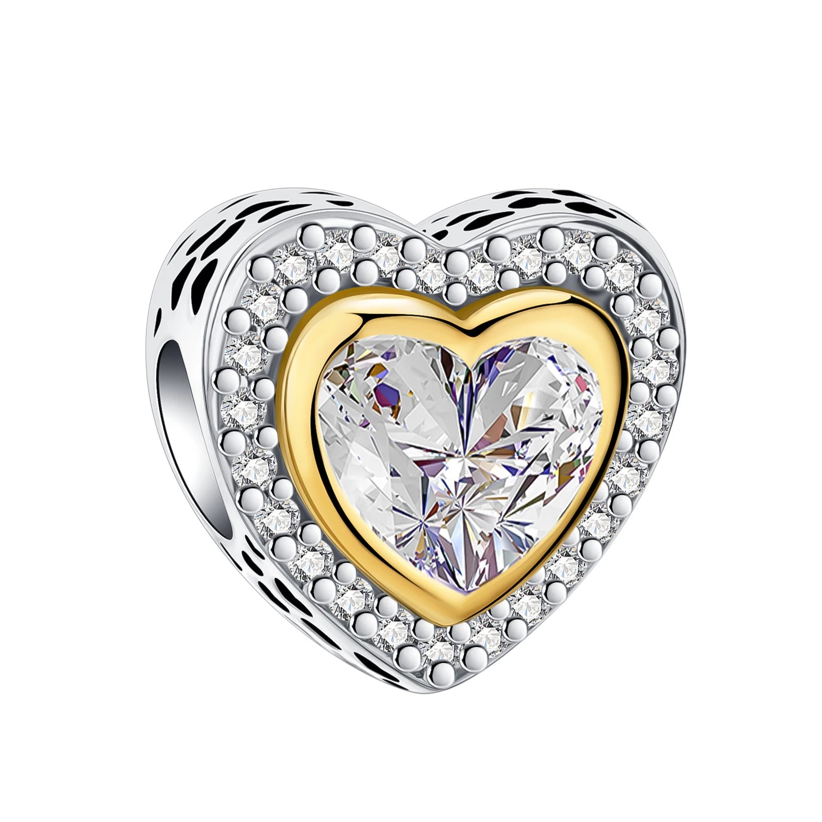 2024 New 925 Sterling Silver Bead Golden Heart-Shaped Lock Birthday Candle Charm Fit Bracelet DIY Women Jewelry