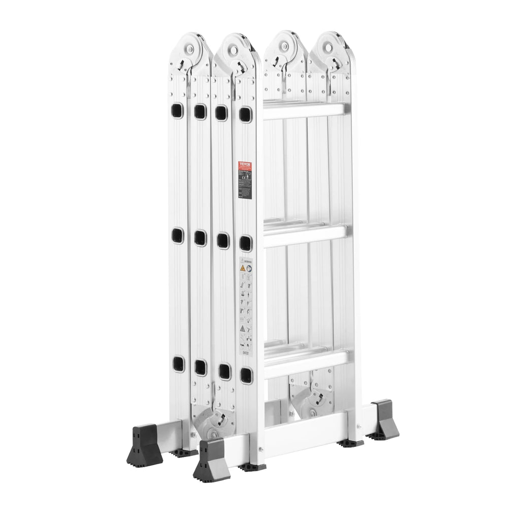 SucceBuy Multi-Purpose Folding Ladder 7-in-1 Tall Step Ladder A Frame Adjustable Telescoping for Household Outdoor Work