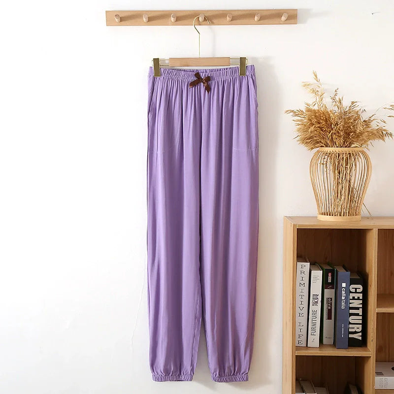 Women Pajama Pants Pijama Night Wear Female Spring Autumn Viscose Sleepwear Women's Thin Loose Homewear Pants Pj Bottoms