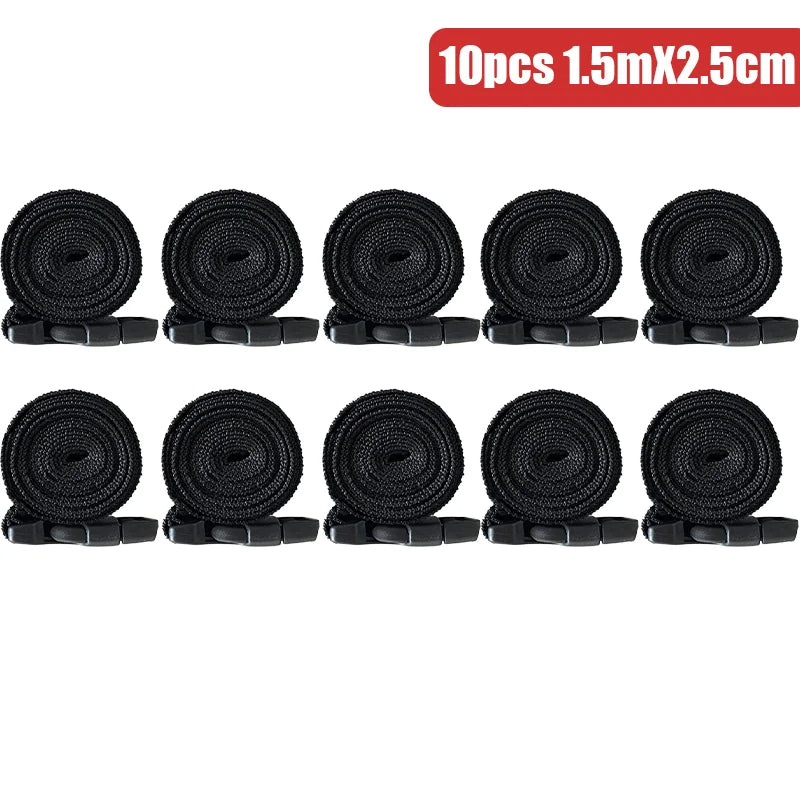 Black Durable Nylon 1/1.5/2m Travel Tied Cargo Tie Down Luggage Lash Belt Strap With Cam Buckle Travel Kits Outdoor Camping Tool