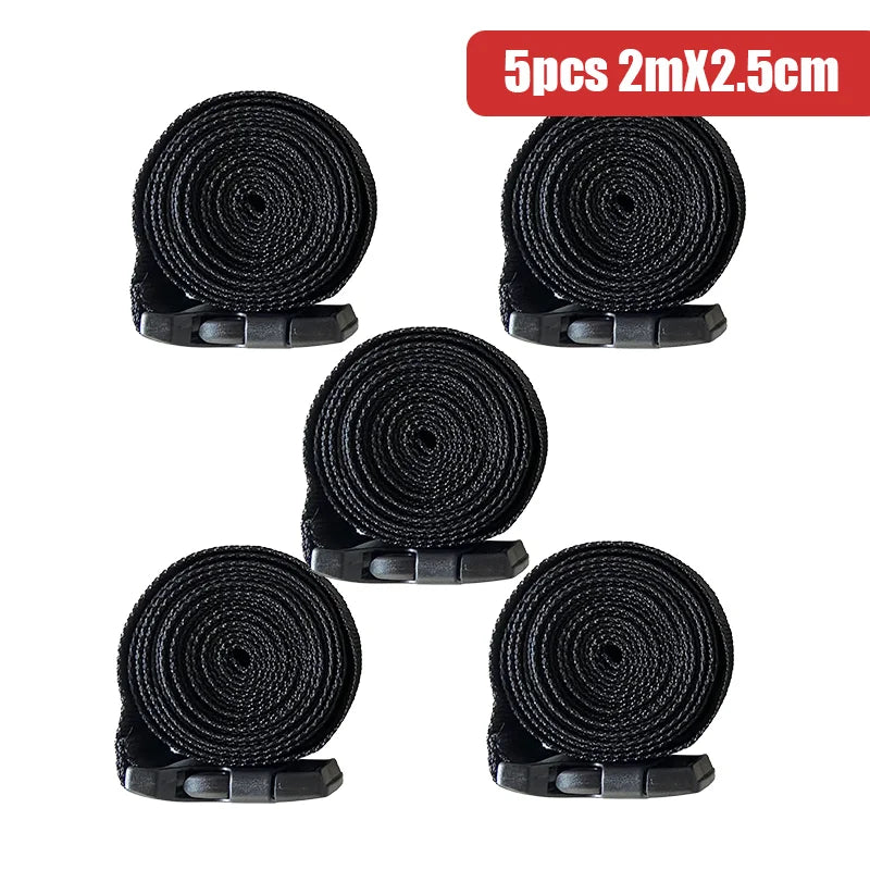 Black Durable Nylon 1/1.5/2m Travel Tied Cargo Tie Down Luggage Lash Belt Strap With Cam Buckle Travel Kits Outdoor Camping Tool
