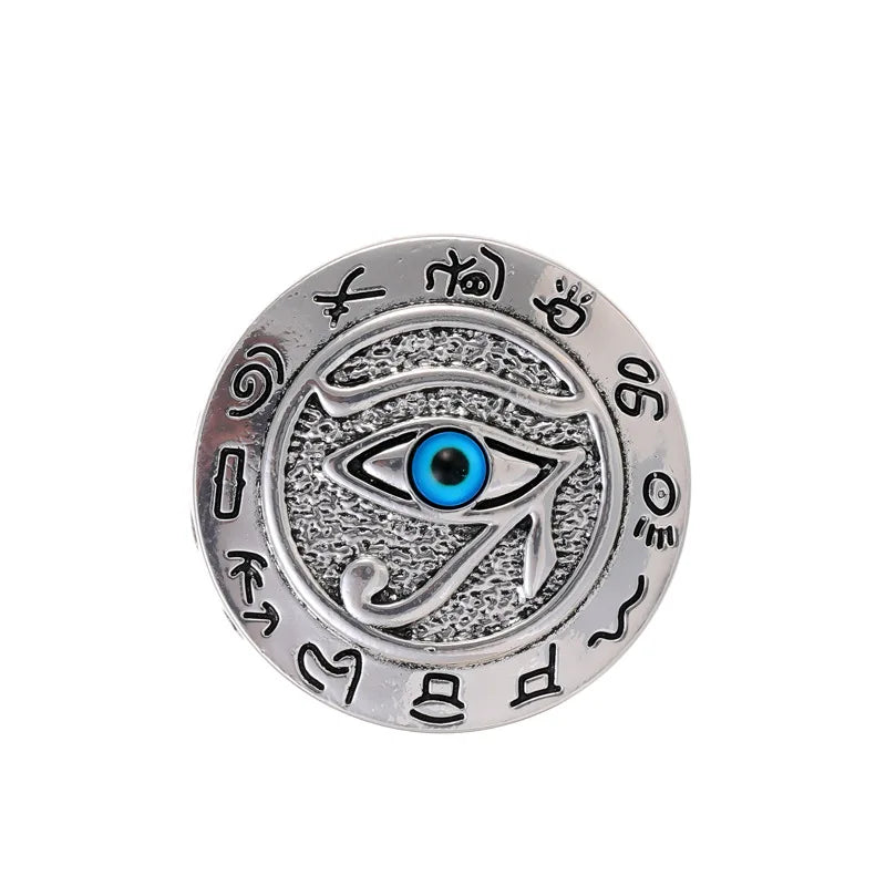 New Egyptian Pharaoh Eye of Horus Brooch Exaggerated punk style personalized blue eyes round card lapel pin costume jewelry gift