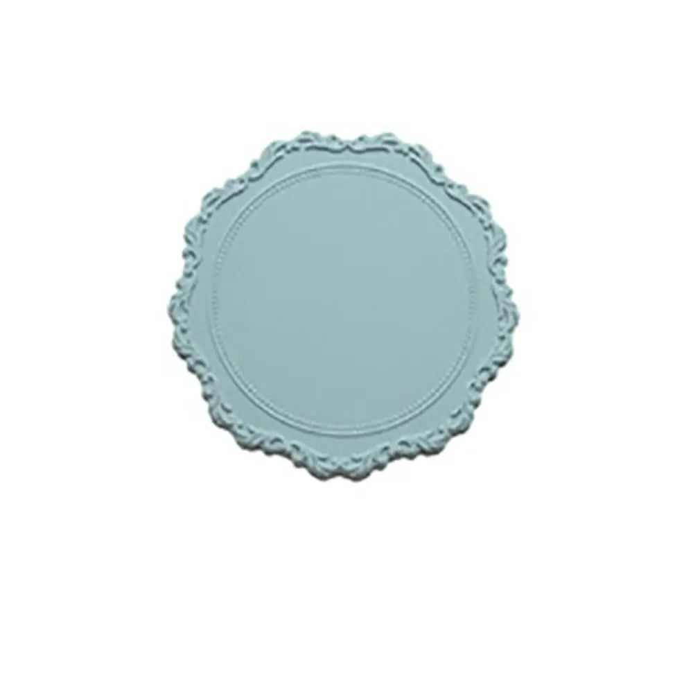 2pcs Lace Round Tableware Pad Silicone Coaster Cup Mat Non-slip Placemat