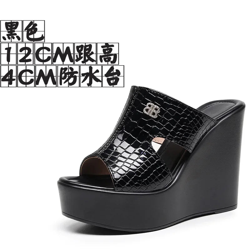 2025 33-43 Summer Wedges Heeled Slippers Ladies Shoes for Women Sandals Peep Toe Outside Women's Slipper Female Platform Sandal