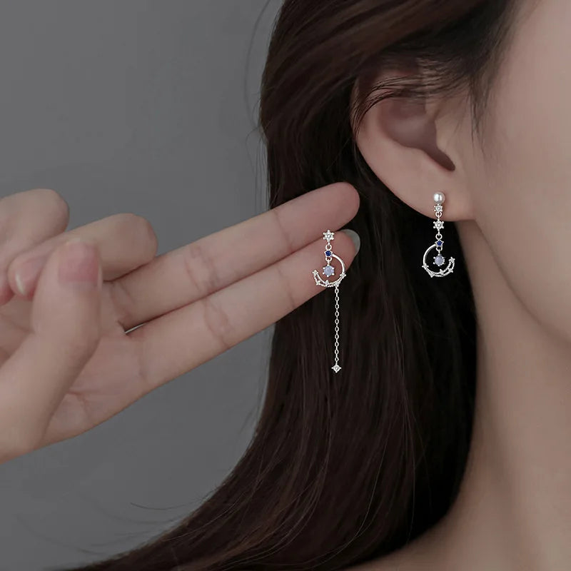New Trendy Green Zircon Butterfly Earrings for Women Light Luxury Sweet Long Tassel Earrings Aesthetics Wedding Party Jewelry